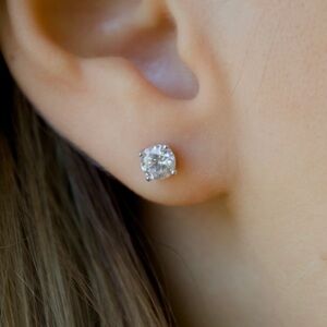 Brand New Silver Tone 1.70 tcw Solotaire Cubic Zirconia Stud Earrings